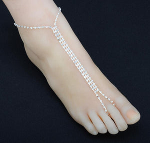 Sexy lady Summer Anklets Bracelet Rhinestone Beach Sandal Leg Chain Boho Crystal Anklet Foot Chain