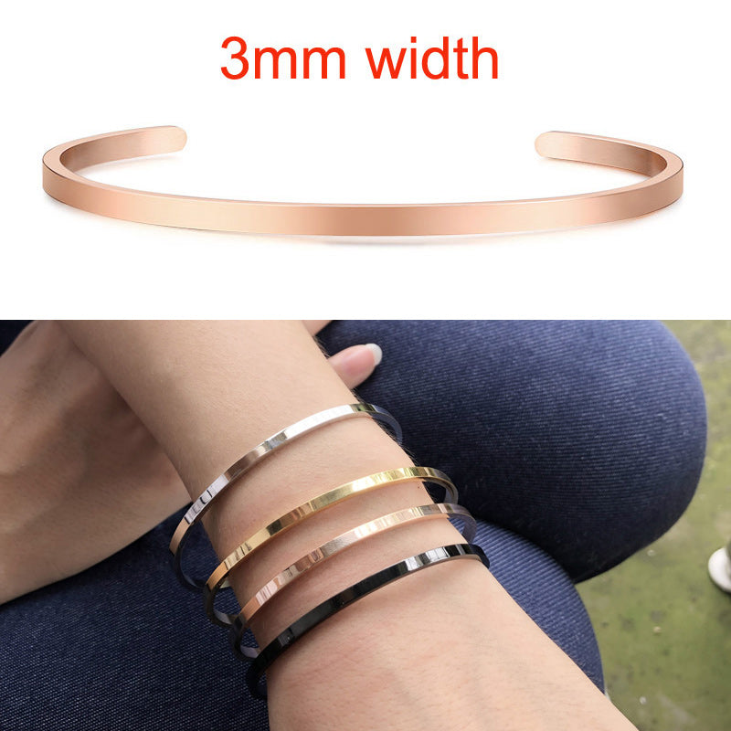 4MM C-shaped ladies bracelet with lettering