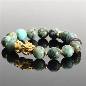 12mm Yellow Tiger's Eye Alloy Brave Bracelet