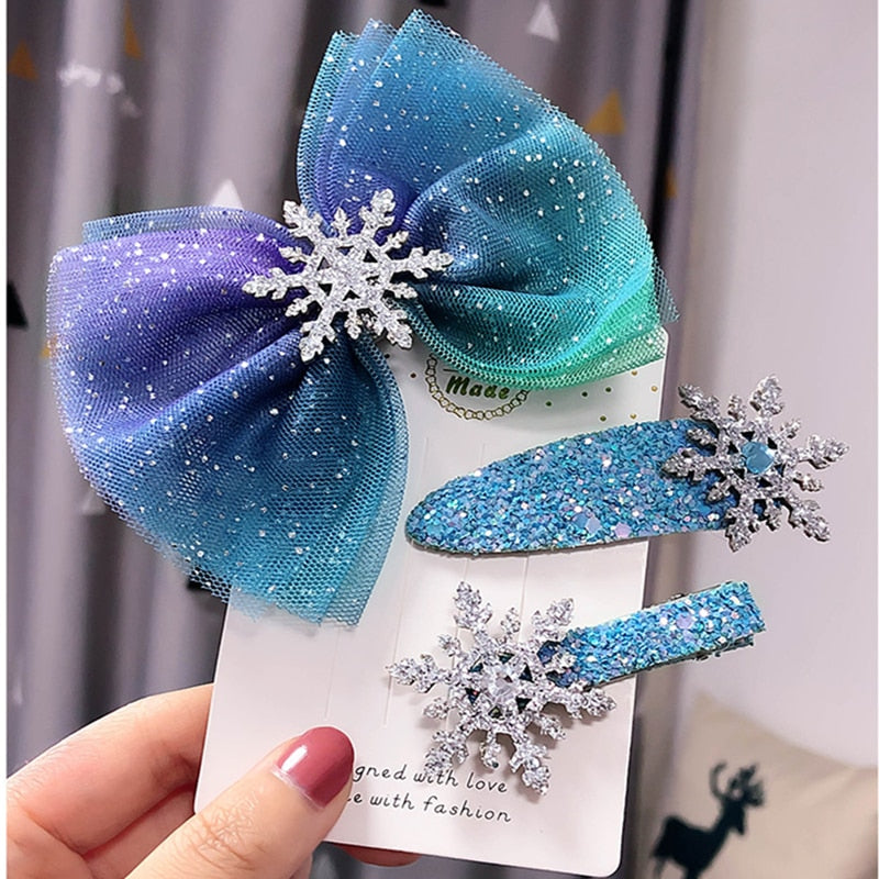 Christmas Snowflake Snap Clip Hair Clip Slide Hair Accessories