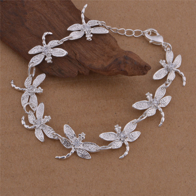 Silver Plated Dragonfly Necklace Bracelet