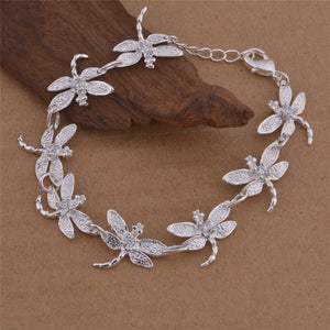 Silver Plated Dragonfly Necklace Bracelet