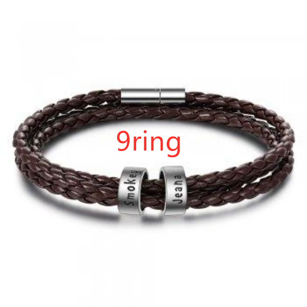 Personalized Black Braided Leather Bracelet