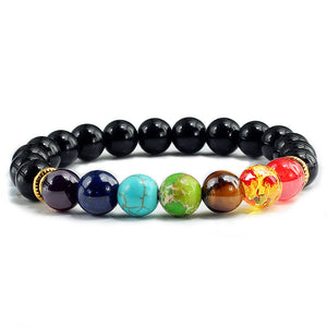 Seven Chakras Volcanic Stone Tiger Eye Stone Couple Beads