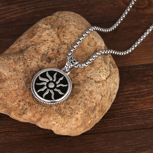 Sunflower Retro Totem Titanium Steel Chain Nen's Necklace