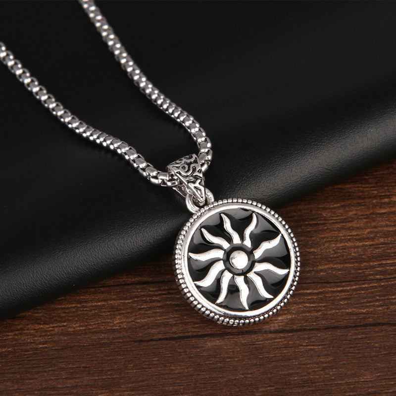 Sunflower Retro Totem Titanium Steel Chain Nen's Necklace