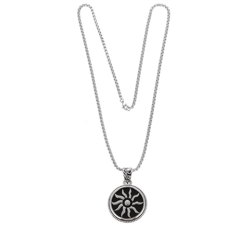 Sunflower Retro Totem Titanium Steel Chain Nen's Necklace