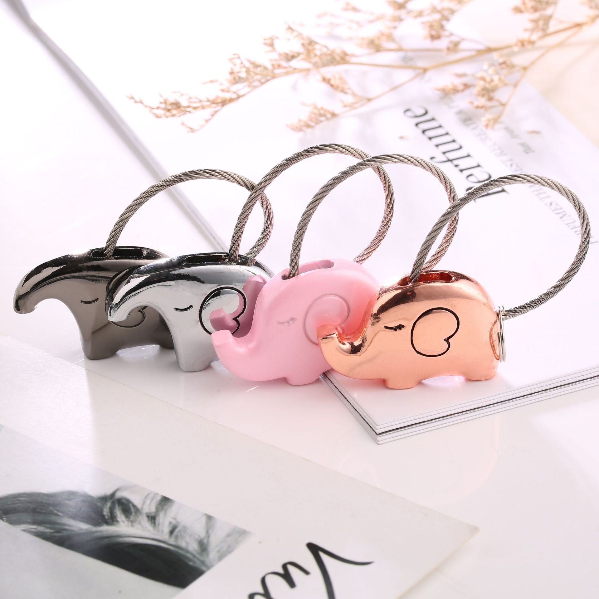 Creative Couple Pair Elephant Keychain Car Pendant