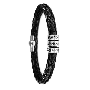 Personalized Mens Braided Genuine Leather Bracelet