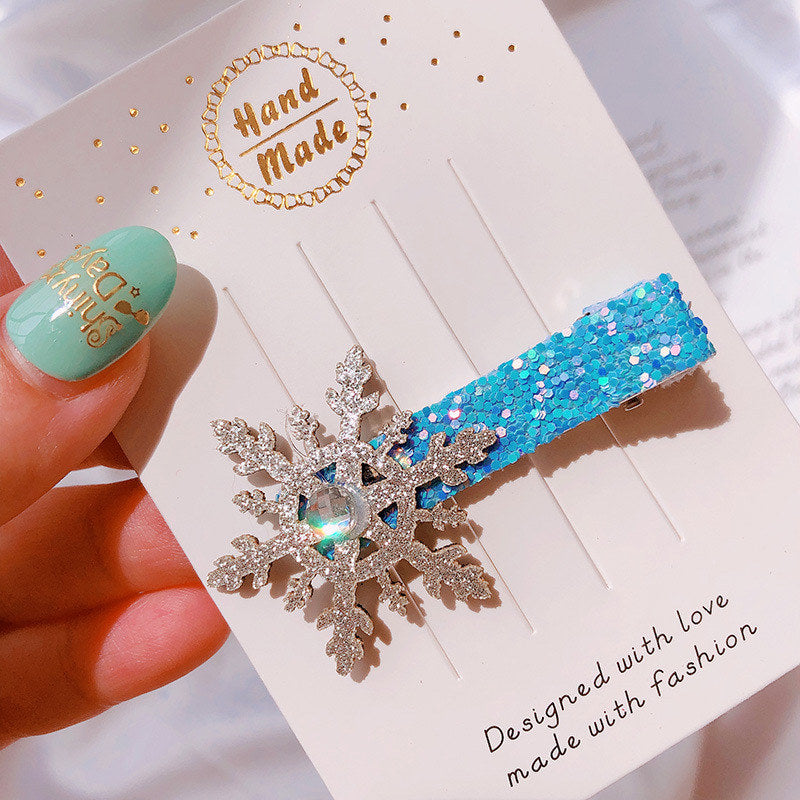 Christmas Snowflake Snap Clip Hair Clip Slide Hair Accessories