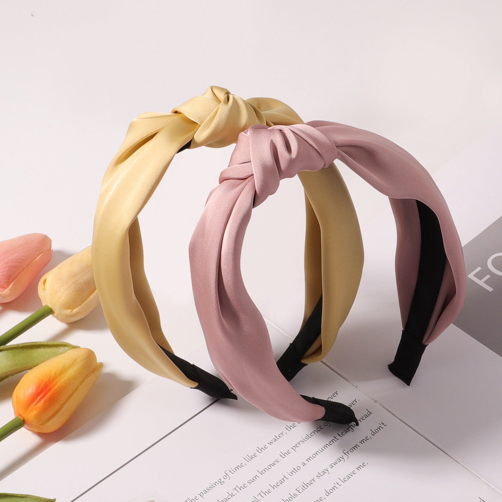 Hair Accessories Satin Texture Knotted Hair Hoop Sweet Hair Accessories Classic Temperament Wide Version Headband 2610