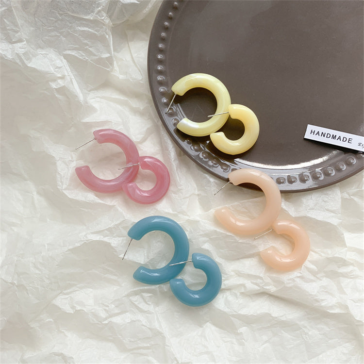 2021 Korea fresh and sweet summer candy circle earrings new trendy simple wild temperament earring earrings women