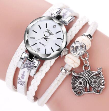 Hand Woven Owl Pendant Bracelet Watch