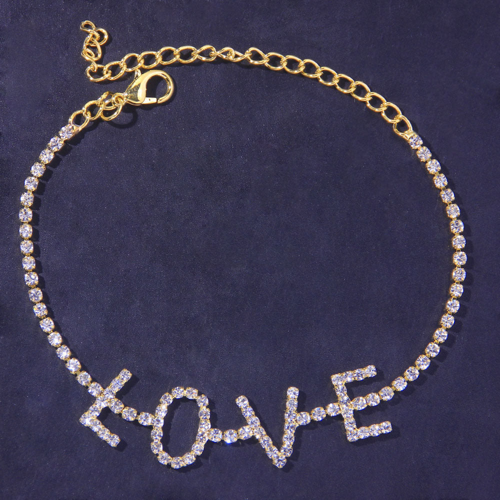 Letter Anklet LOVE Rhinestone Anklet