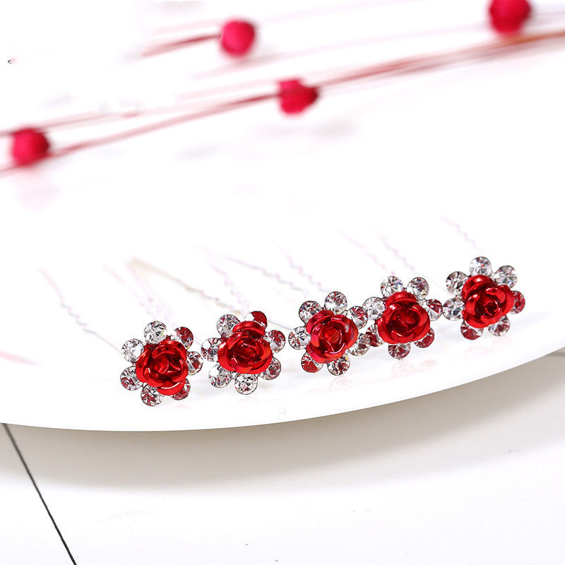 Alloy Rhinestone Tuck Comb Rose Diamond Hair Comb Stylish Hair Accessories Accessories