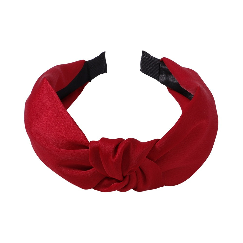 Hair Accessories Satin Texture Knotted Hair Hoop Sweet Hair Accessories Classic Temperament Wide Version Headband 2610