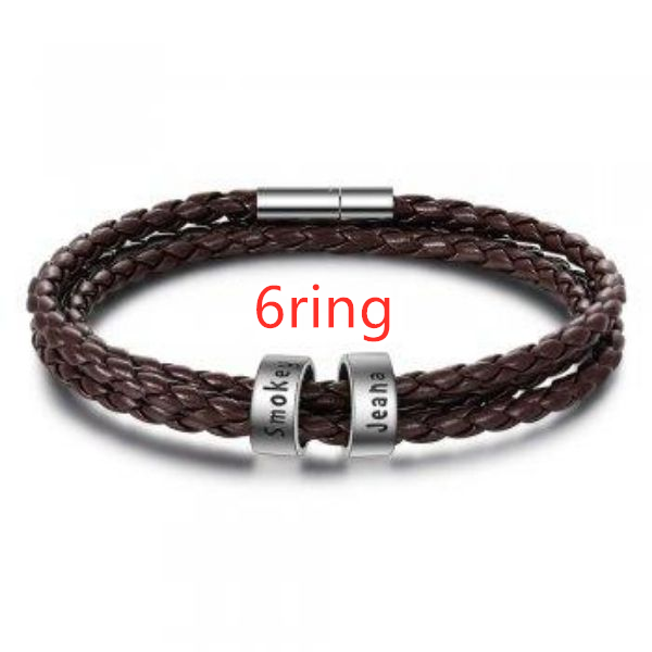 Personalized Black Braided Leather Bracelet