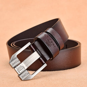 Genuine Leather For Men High-Quality Black Buckle Jeans Belt