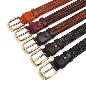 Men's Genuine Leather Braided Belts Webbing High Quality