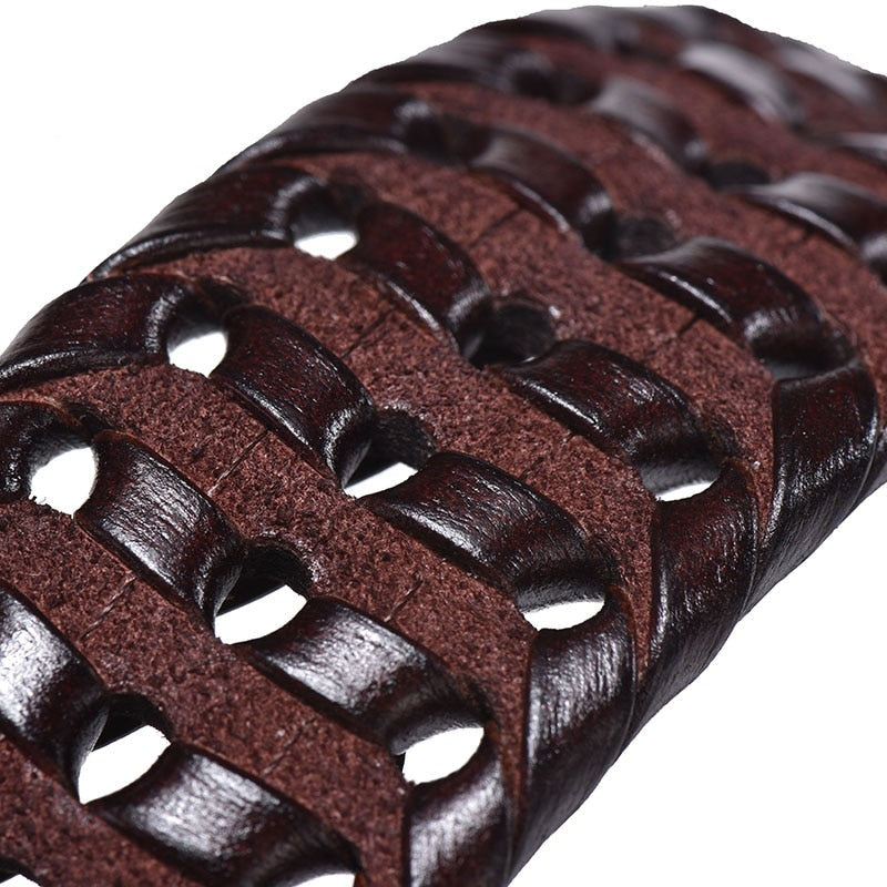 Men's Genuine Leather Braided Belts Webbing High Quality