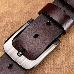 Genuine Leather For Men High-Quality Black Buckle Jeans Belt