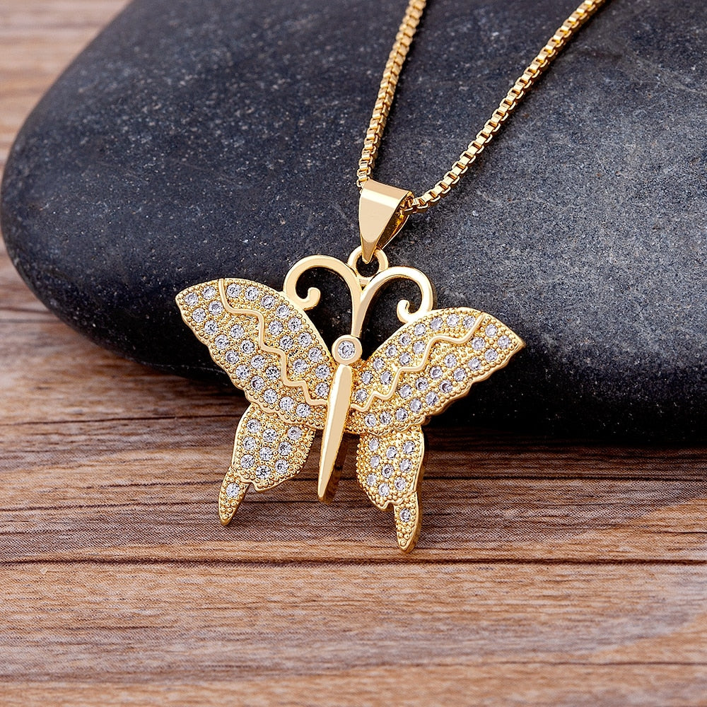 Butterfly Pendant Chain Necklaces For Women Girl