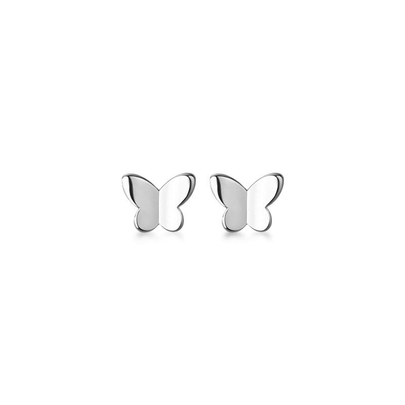 Mini Butterfly Stud Earrings for Women Real 925 Sterling Silver Fashion