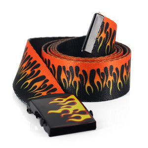 New Style Flame Print Men  Women Unisex Plain Webbing Belts