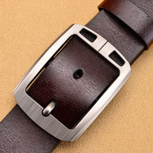 Genuine Leather For Men High-Quality Black Buckle Jeans Belt