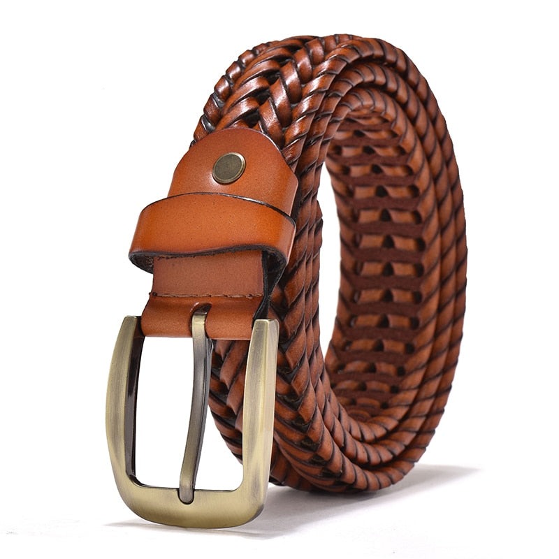 Men's Genuine Leather Braided Belts Webbing High Quality