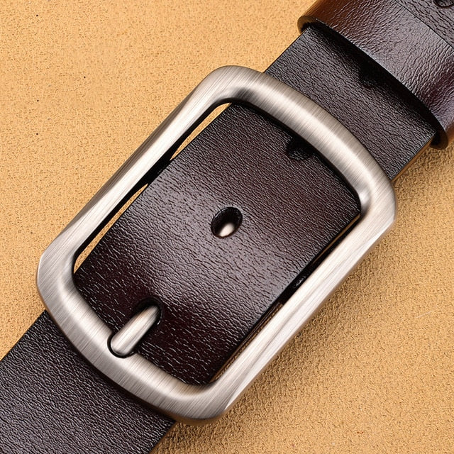 Genuine Leather For Men High-Quality Black Buckle Jeans Belt