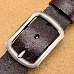 Genuine Leather For Men High-Quality Black Buckle Jeans Belt