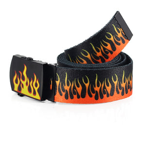 New Style Flame Print Men  Women Unisex Plain Webbing Belts