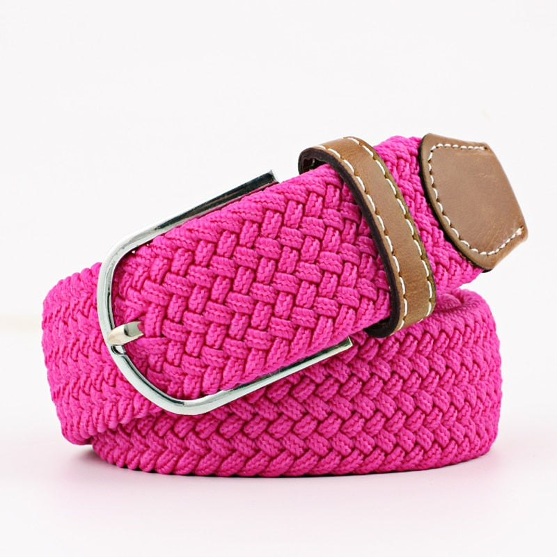 New Fashion Casual Canvas Belt Women Men Metal Pink Buckle