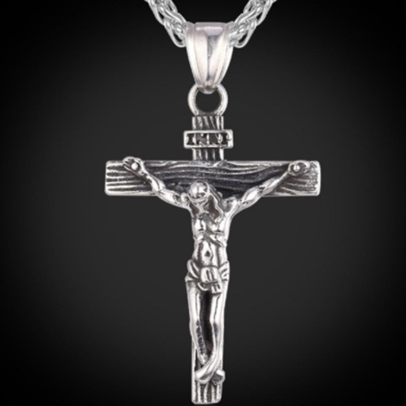 Christian Jesus Crucifix Men Necklace Gold Plated Cross Religious Pendant Necklace with Chain