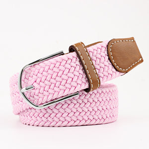 New Fashion Casual Canvas Belt Women Men Metal Pink Buckle