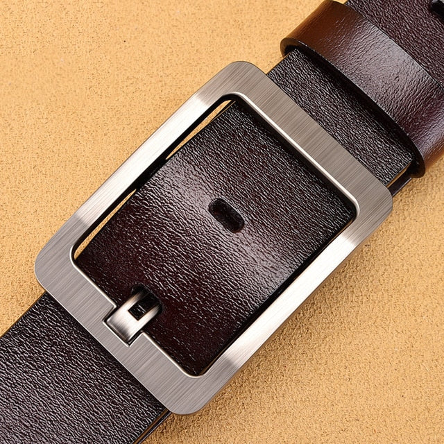 Genuine Leather For Men High-Quality Black Buckle Jeans Belt