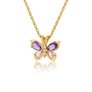 Cute Butterfly Necklace For Women Crystal Purple Butterfly