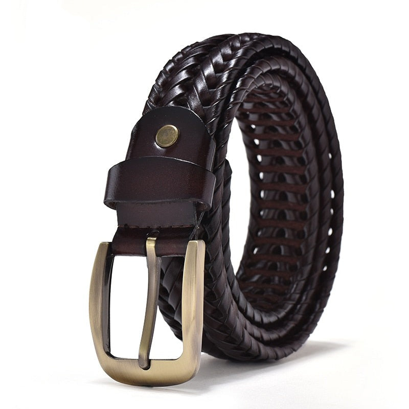 Men's Genuine Leather Braided Belts Webbing High Quality