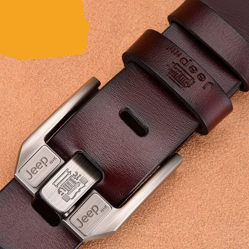 Genuine Leather For Men High-Quality Black Buckle Jeans Belt