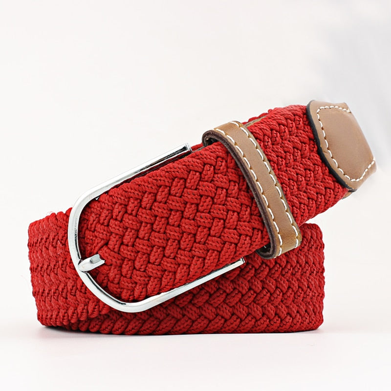 New Fashion Casual Canvas Belt Women Men Metal Pink Buckle