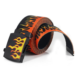 New Style Flame Print Men  Women Unisex Plain Webbing Belts