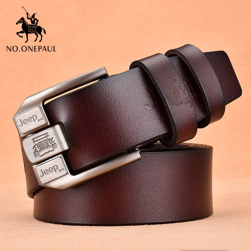 Genuine Leather For Men High-Quality Black Buckle Jeans Belt