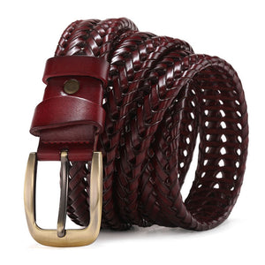 Men's Genuine Leather Braided Belts Webbing High Quality