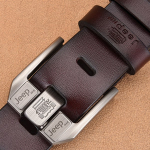 Genuine Leather For Men High-Quality Black Buckle Jeans Belt