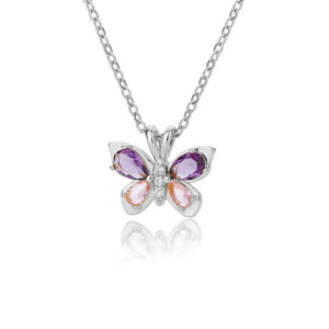 Cute Butterfly Necklace For Women Crystal Purple Butterfly