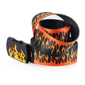 New Style Flame Print Men  Women Unisex Plain Webbing Belts