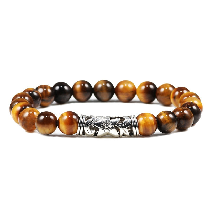 Black Lava Tiger Eye Weathered Stone Bracelets Bangles Classic Owl Beaded Natural Charm