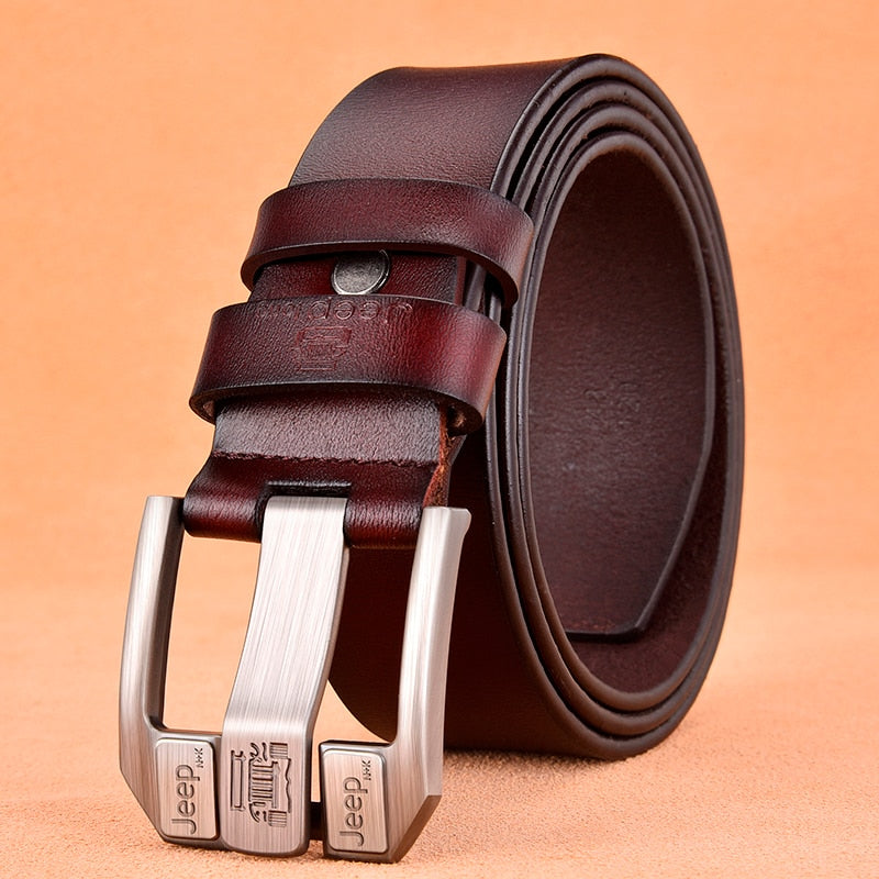 Genuine Leather For Men High-Quality Black Buckle Jeans Belt