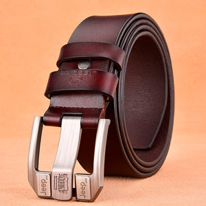 Genuine Leather For Men High-Quality Black Buckle Jeans Belt